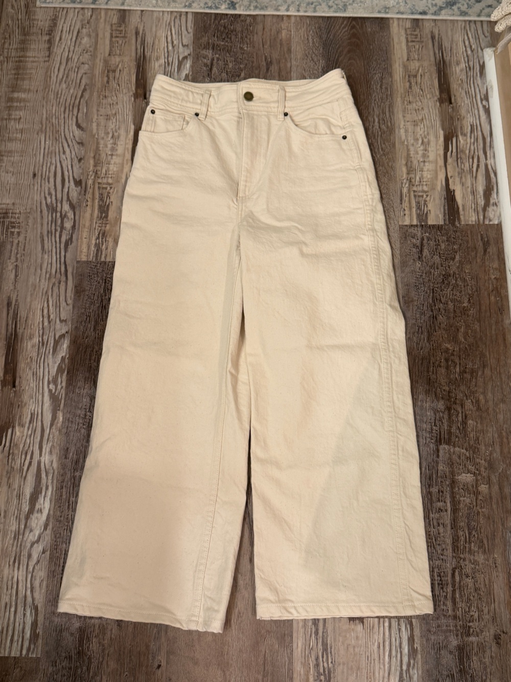 Sézane Cream Wide-Leg Le Crop Jeans 36, 4 EUC